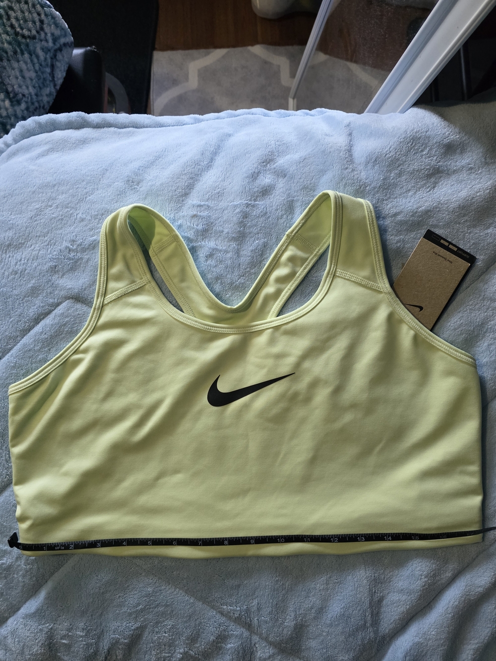 Nike Light Yellow Racerback Sports Bra with Black Swoosh